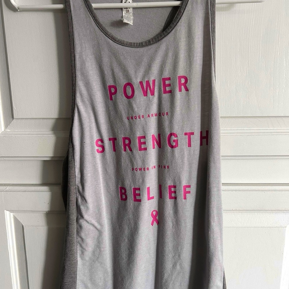 Under Armour Women's Gray Tank Top with Pink Accents Breast Cancer